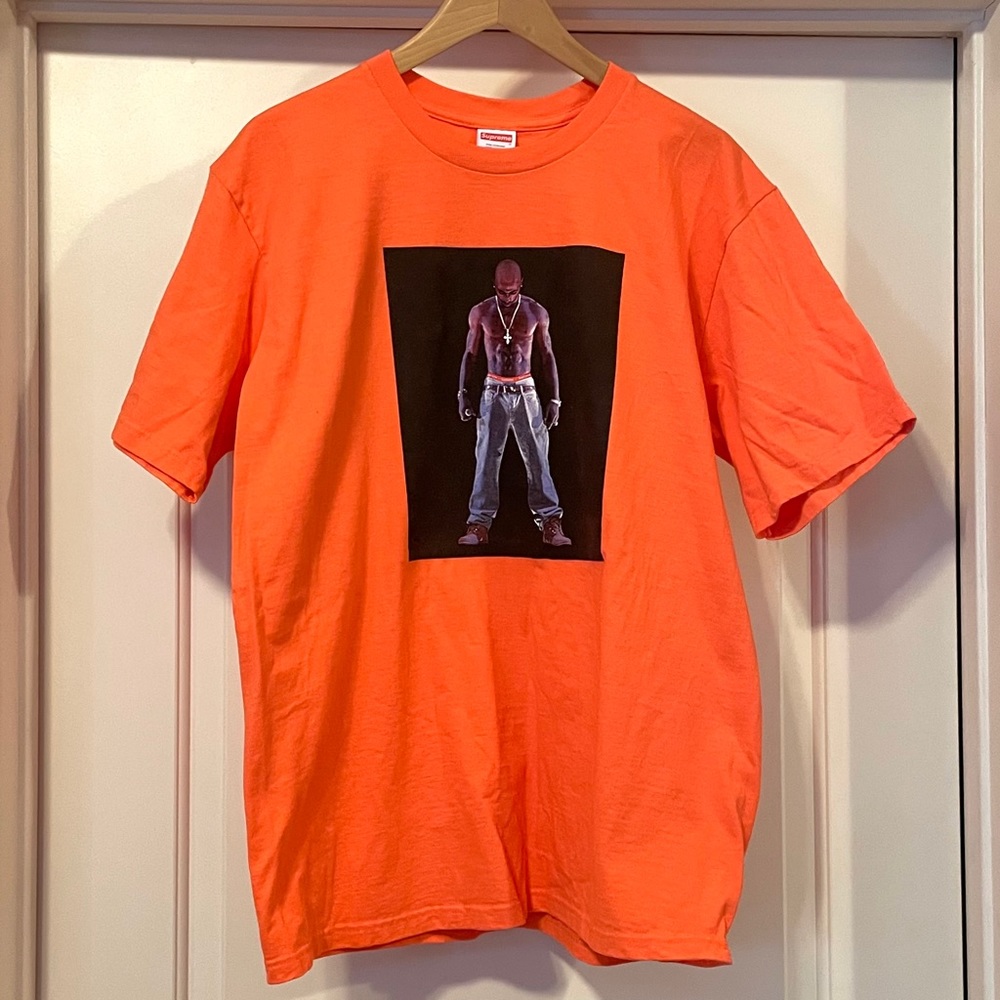 Supreme X TUPAC 2PAC Hologram shirt NEON ORANGE